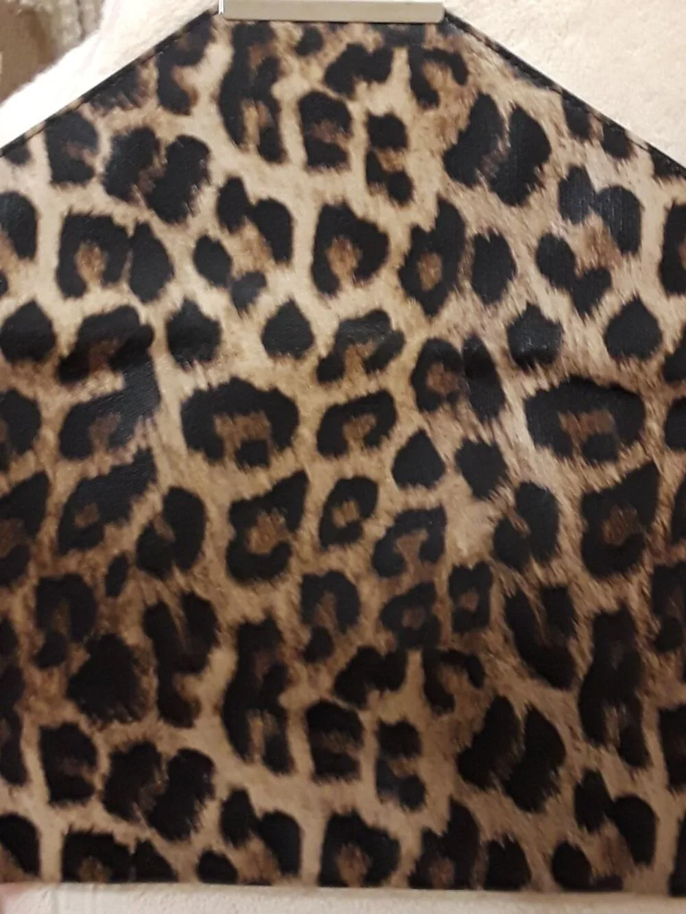 Style & Co Leopard Print Envelope Clutch/Bag Faux-Leather Gold-tone Bar SnapFlap